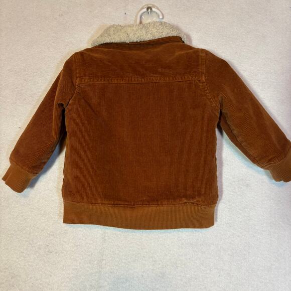 Genuine Kids OshKosh Corduroy Sherpa Lined Snap Button Jacket Rust Brown Sz 12M - Picture 2 of 8
